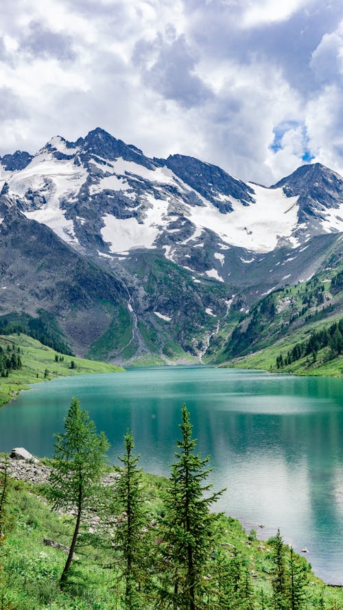 Beautiful Lake Near Snow Covered Mountain