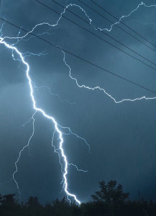 Lightning crossing night sky