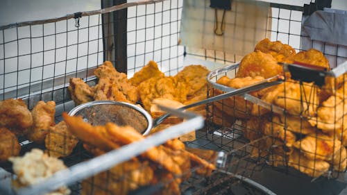 Fried Chicken on Stainless Steel Tray