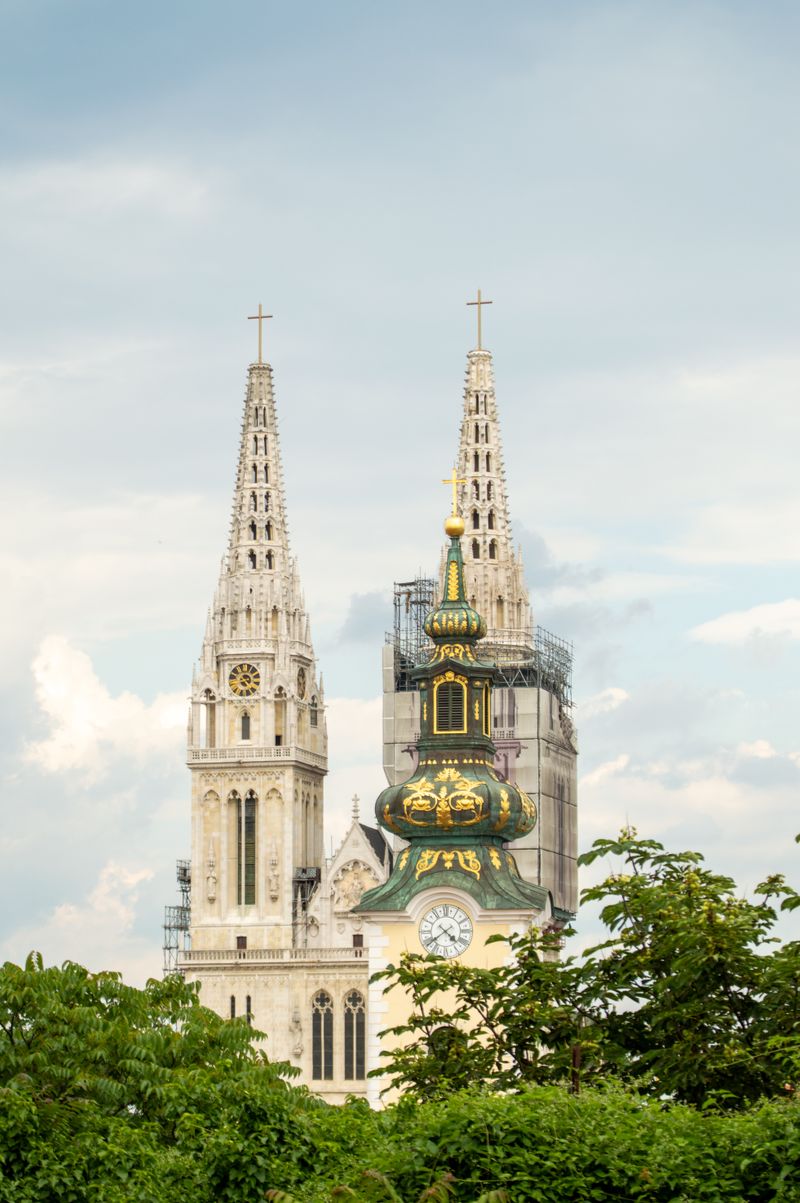 Twin spires of Zagreb Cathedral, Croatia