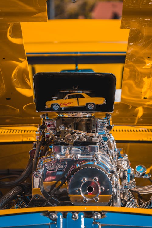 Free Toy Car on an Engine  Stock Photo