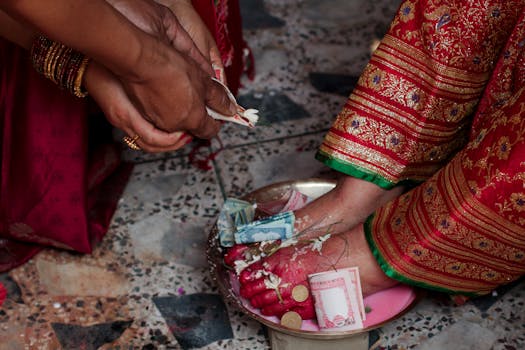 加德满都传统印度教婚礼的特写