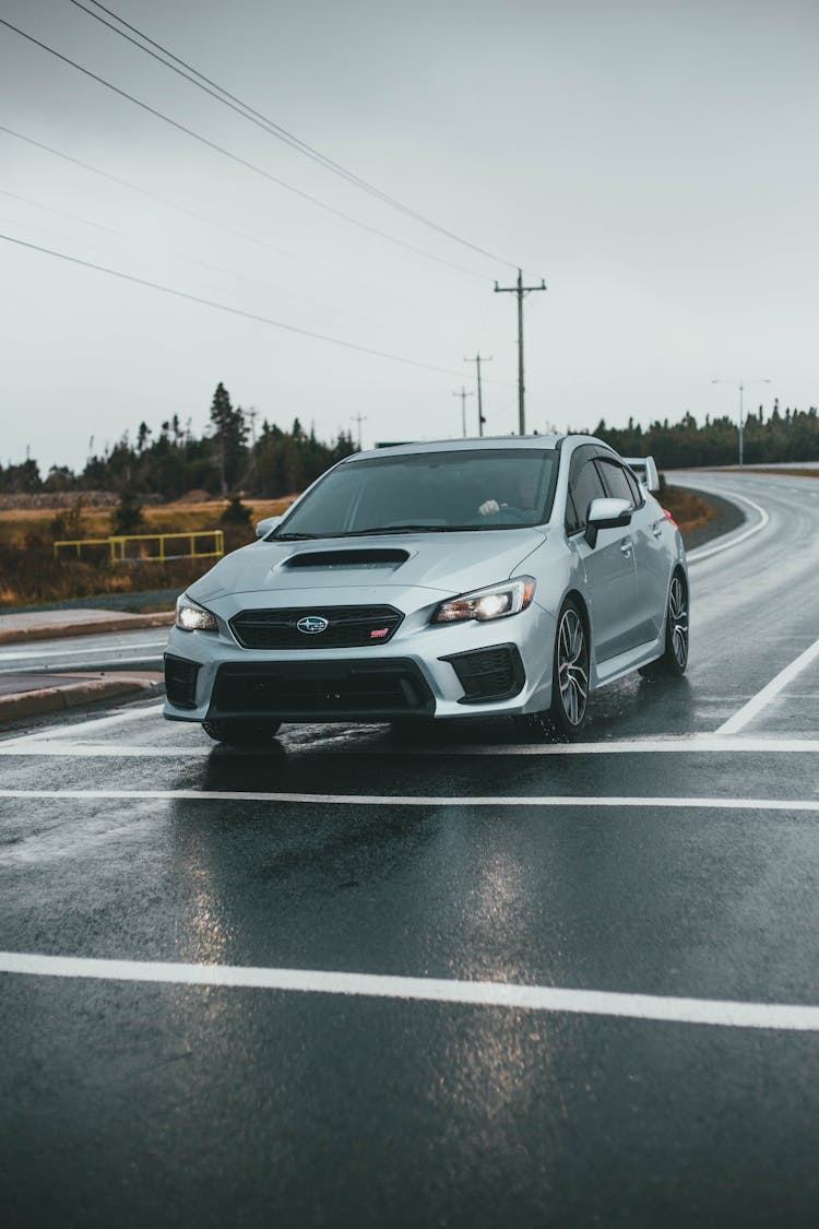 Silver Car On The Road