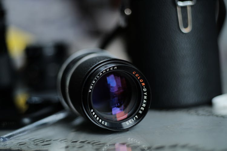 Close-up Of Professional Camera Lens