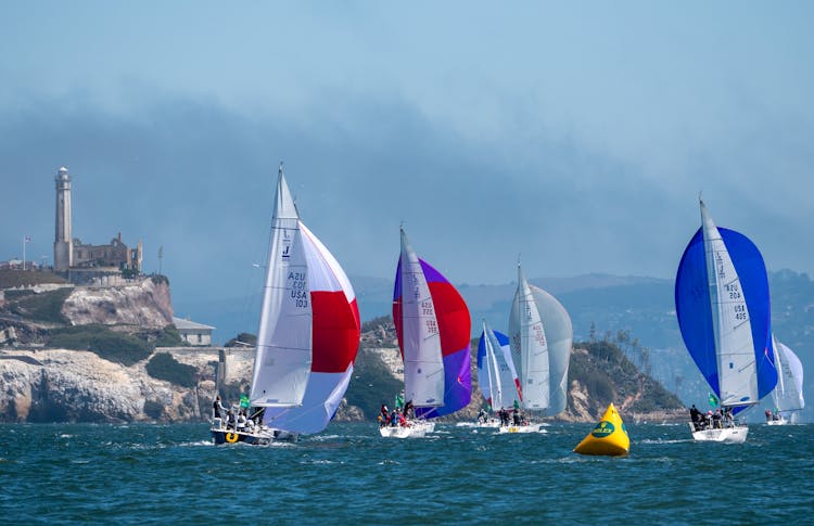 Sailboats Racing On The Sea