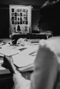 Black and White Photo of Designer Workspace