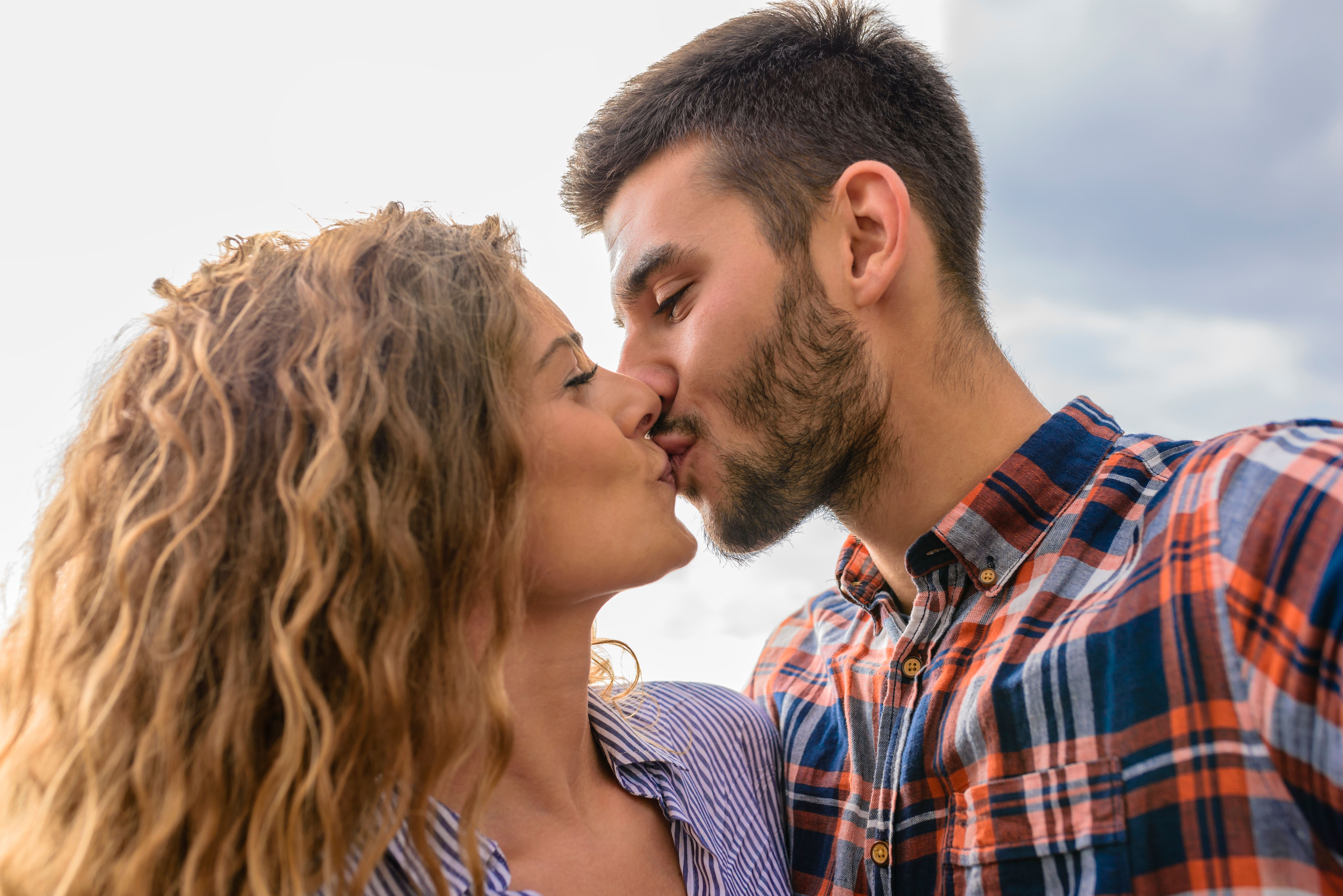 Woman And Man Kissing Each Other Free Stock Photo