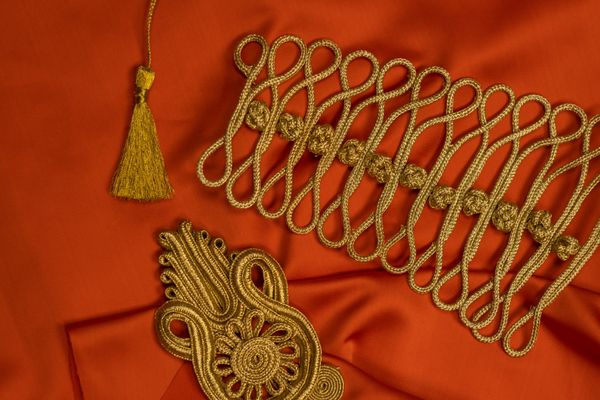 Elegant silk textile with embroidery detail