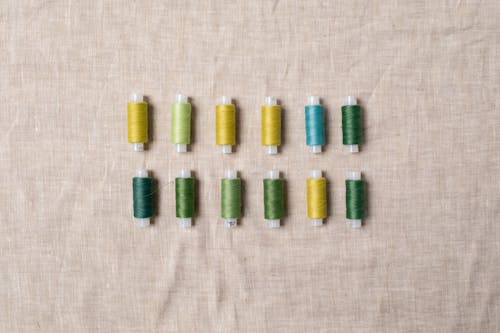 A Flat lay of Sewing Threads 