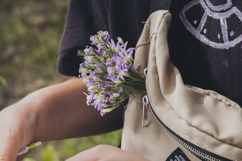 Bouquet of Flowers Stacked in a Bag 