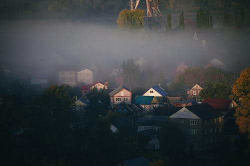 Houses Covered in Fog