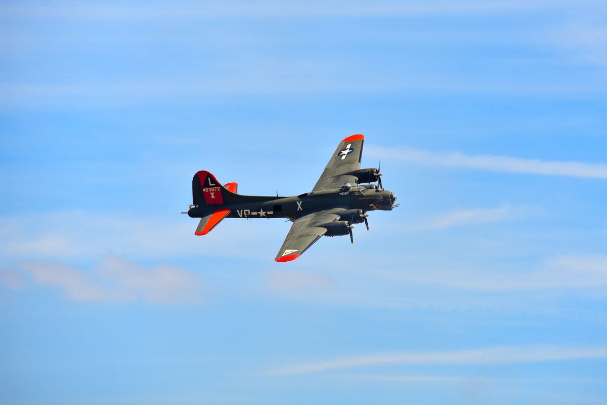 B-17 Flying Fortress in flight — Robert Rosenthal pilot and the 100th Bomb Group missions