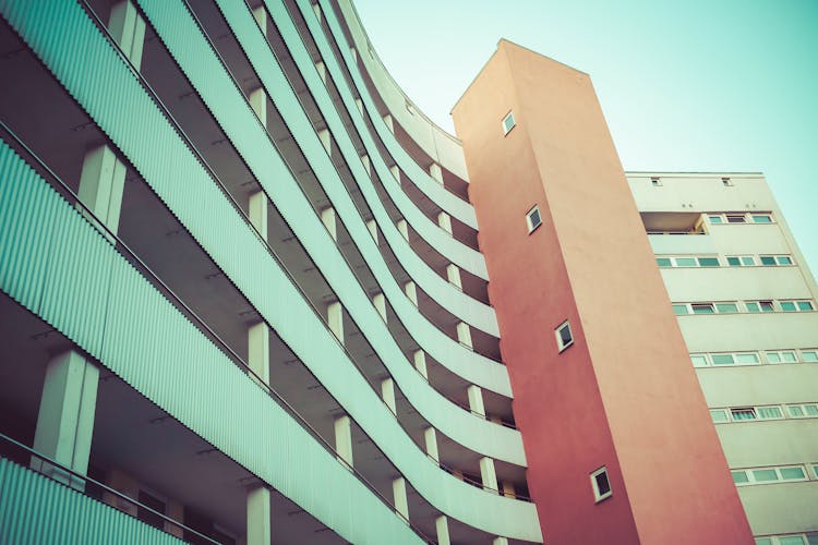 Low Angle Shot Of A Curved Concrete Building