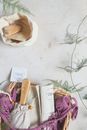 Brown Wooden Round Tray on White Table
