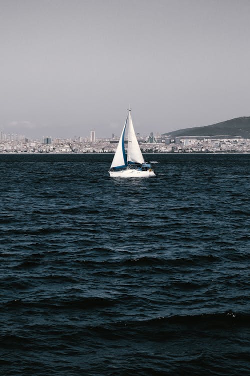 A White Sailboat on the Sea