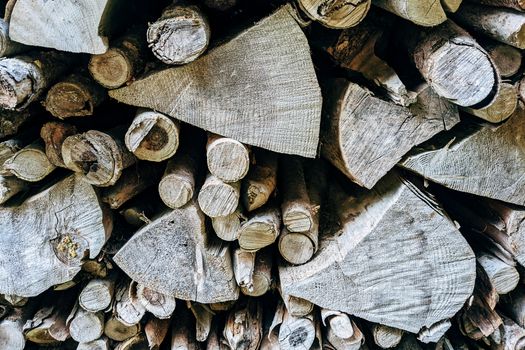 Close-Up Shot of a Pile of Chopped Woods