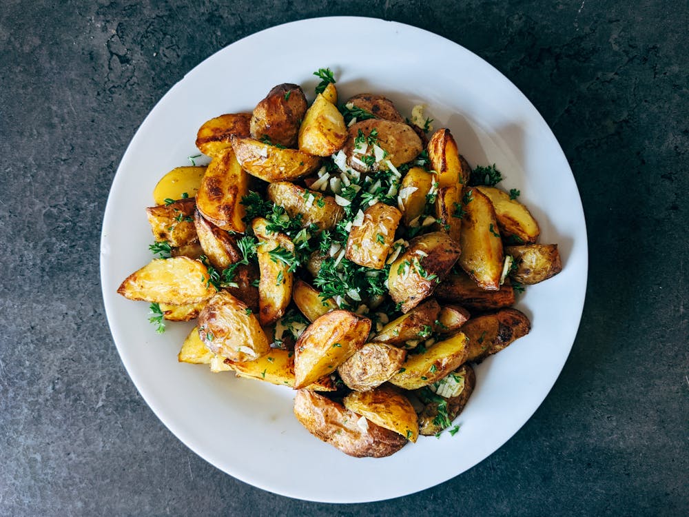 Crispy Garlic Parmesan Air Fryer Baked Potatoes