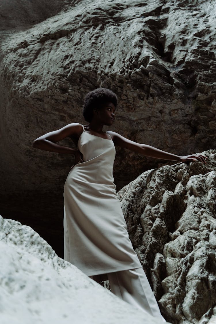 Fashionable Woman In White Dress