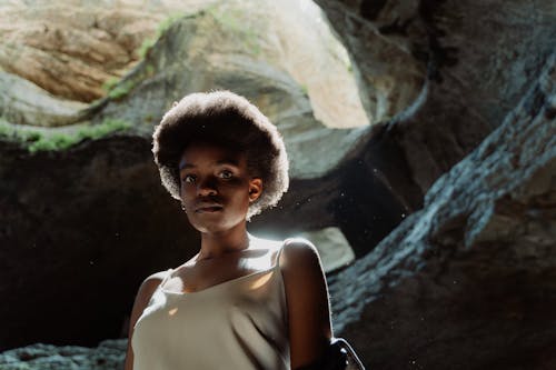 Close-up Photo of a Beautiful Woman with Afro Hairstyle