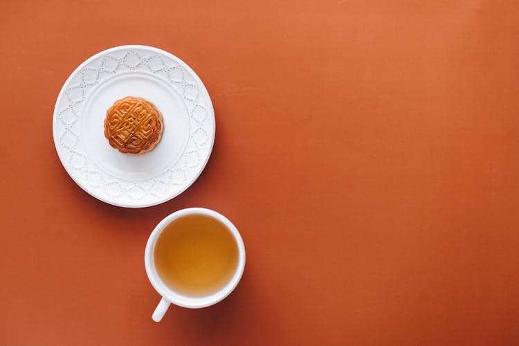 Chinese Mooncake On A Ceramic Flatware