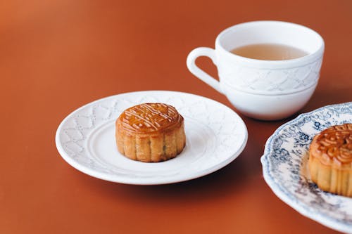 Mooncakes on Ceramic Plates