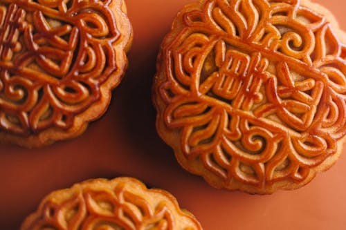 Extreme Close-up Photo of Mooncakes
