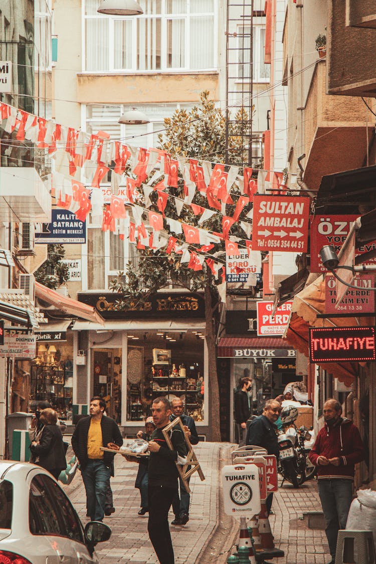 Street Vendors On Street In City