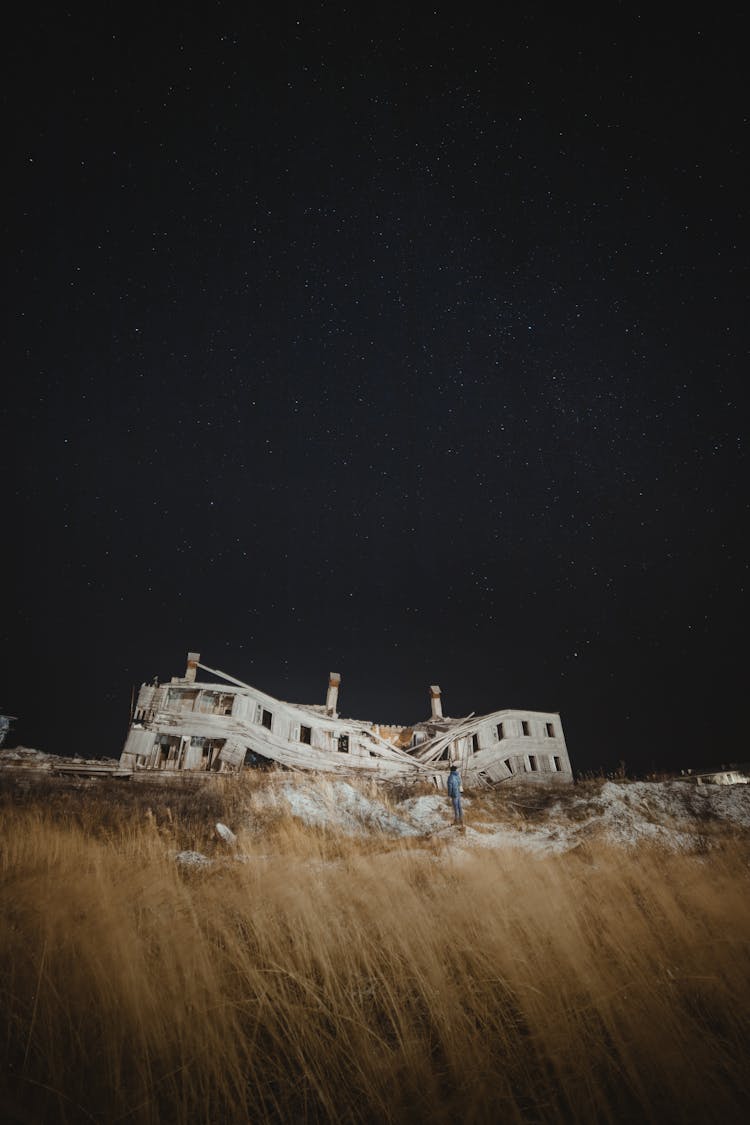 Collapsed Building At Night