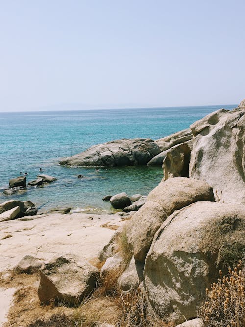 Clear Blue Sky over a Rocky Coast