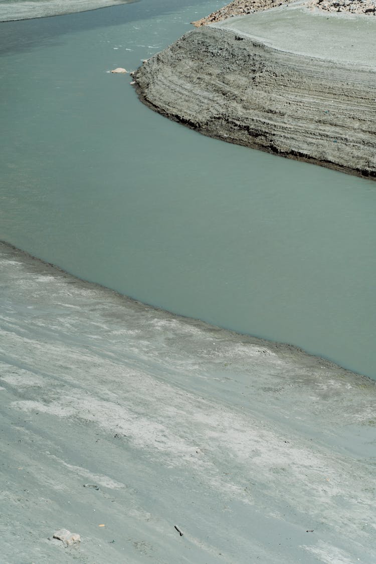 High Angle Shot Of A Reservoir 