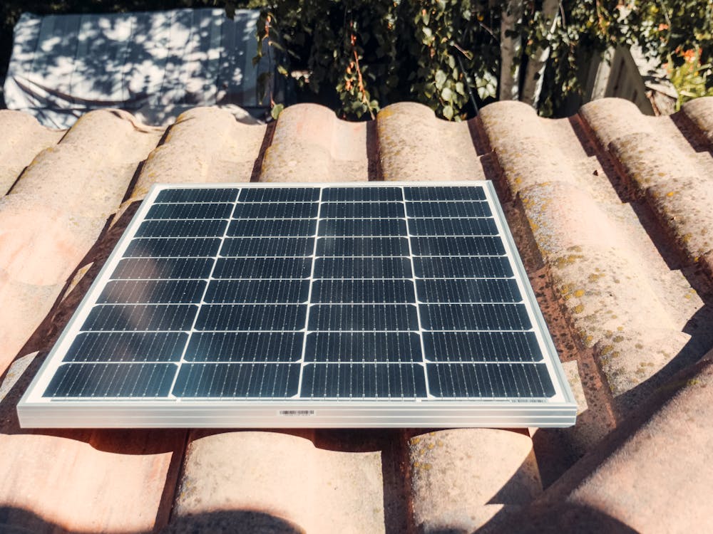 A Solar Panel Installed in a Roof