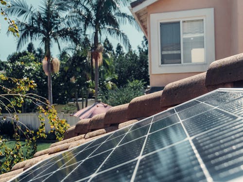 Solar Panel on Roof of House in California, USA