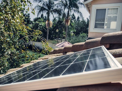 Close-Up Shot of a Solar Panel on the Roof