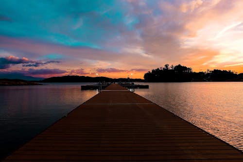 Darmowe zdjęcie z galerii z dok, jezioro, zachód słońca