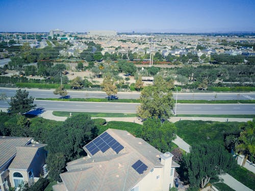 Free Aerial View of Residential Houses Stock Photo
