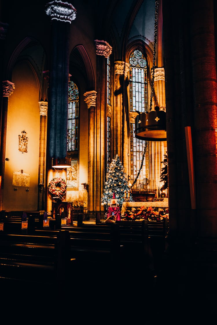 Interior Of Church In Christmas