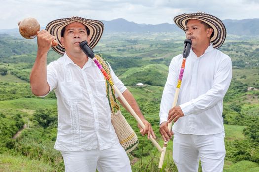 Musicians playing traditional Colombian instruments outdoors in Ovejas, Sucre. — photo by FRANK MERIÑO