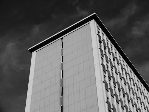 Darmowe zdjęcie z galerii z budynek betonowy, czarny i biały, monochromatyczny