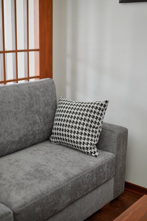 Gray Sofa with a Cushion