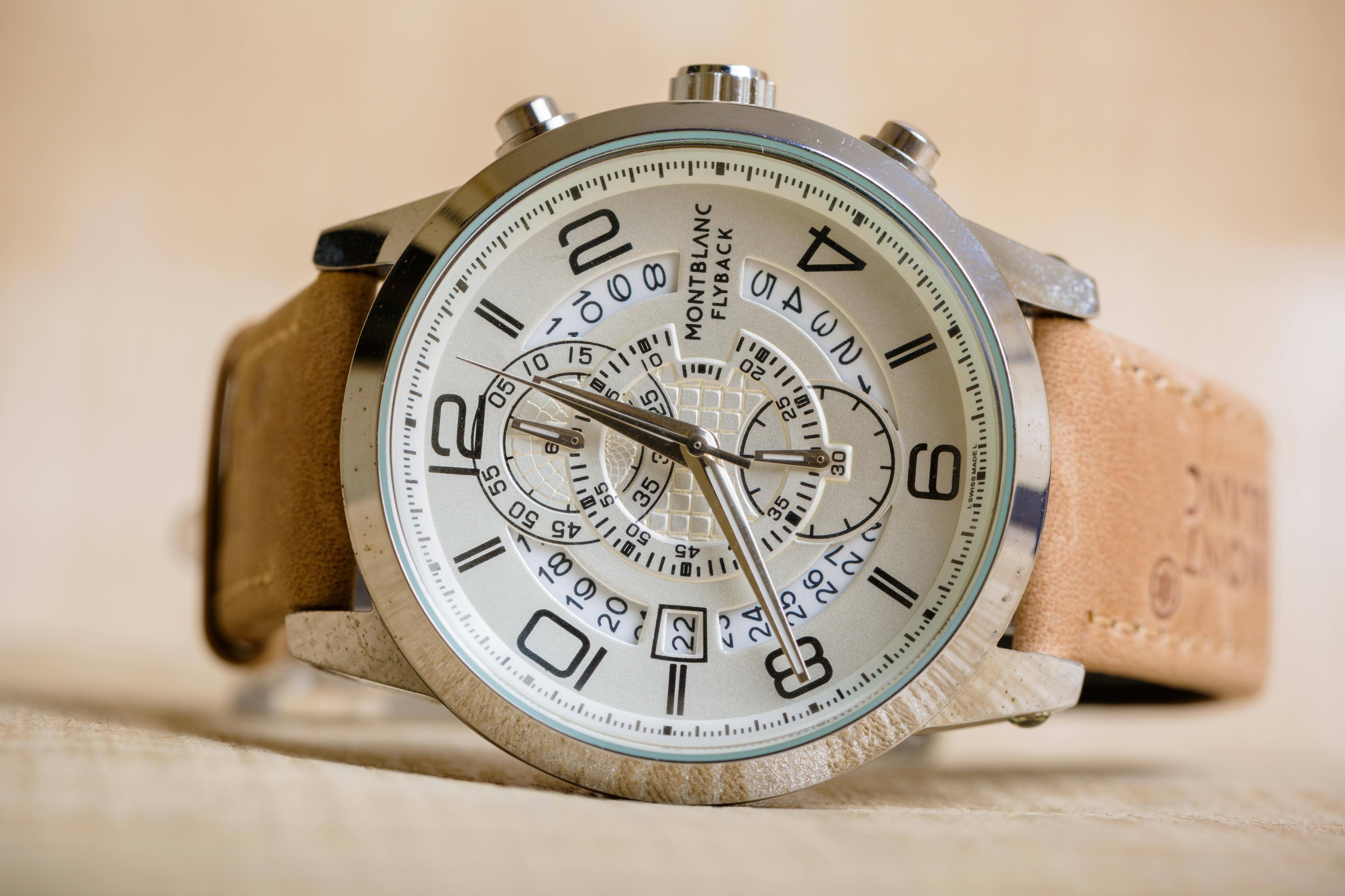 Close Up Shot of Montblanc Flyback Watch Free Stock Photo