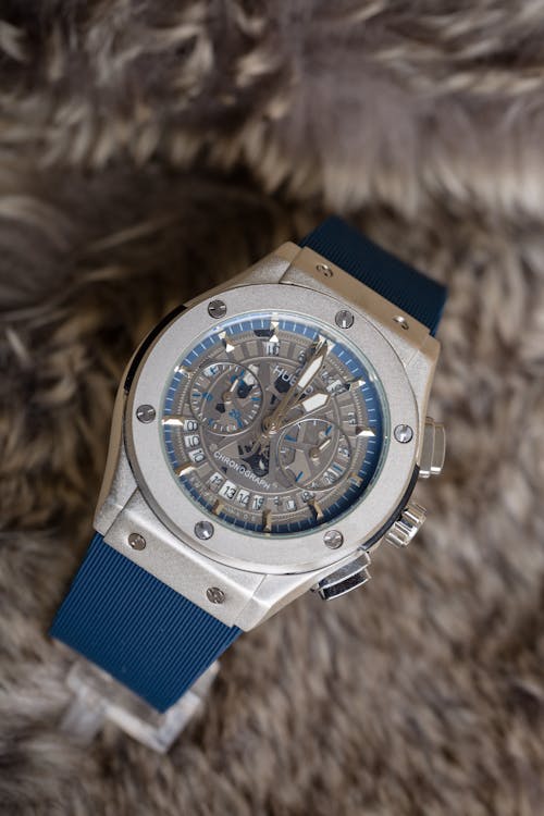 Free A  Wristwatch over  Fur Textile Stock Photo