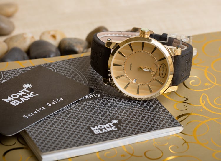 A Mont Blanc Wristwatch With Warranty Card And Guide Book