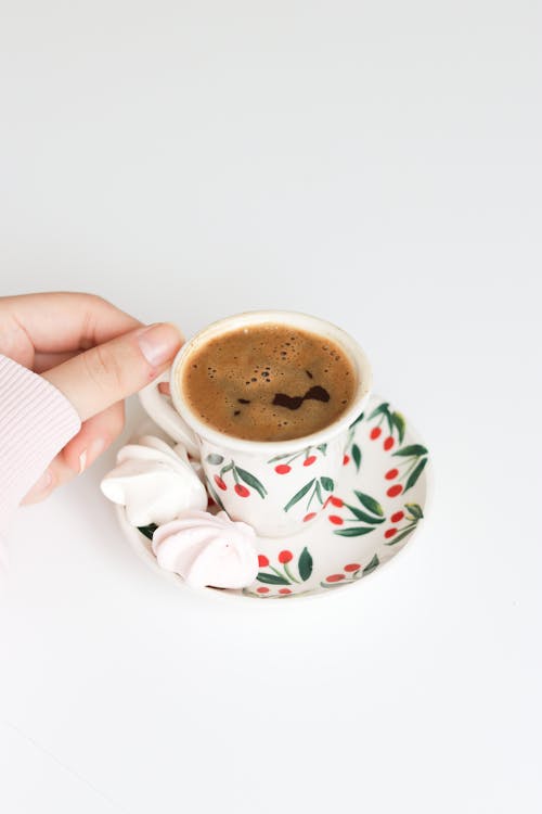 Kostnadsfri bild av blommig kopp, espresso, håller