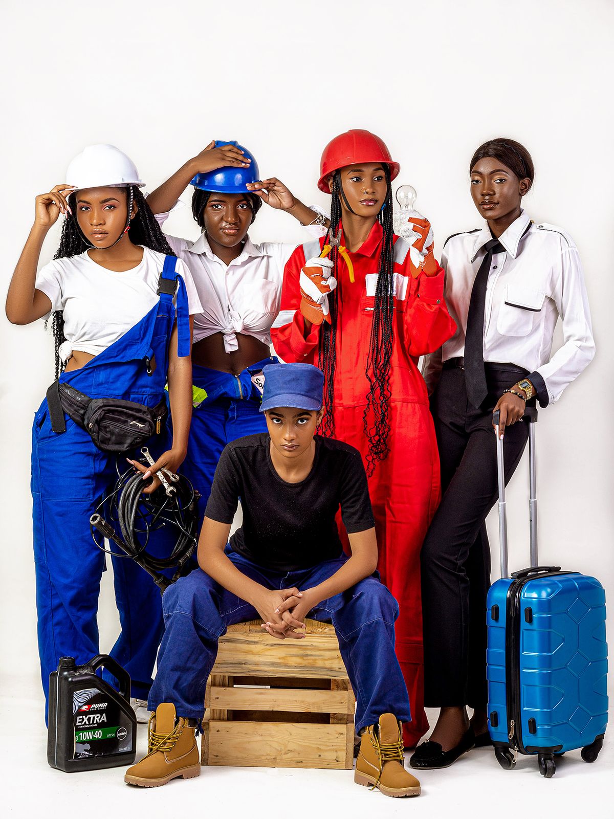 African construction workers on-site abroad