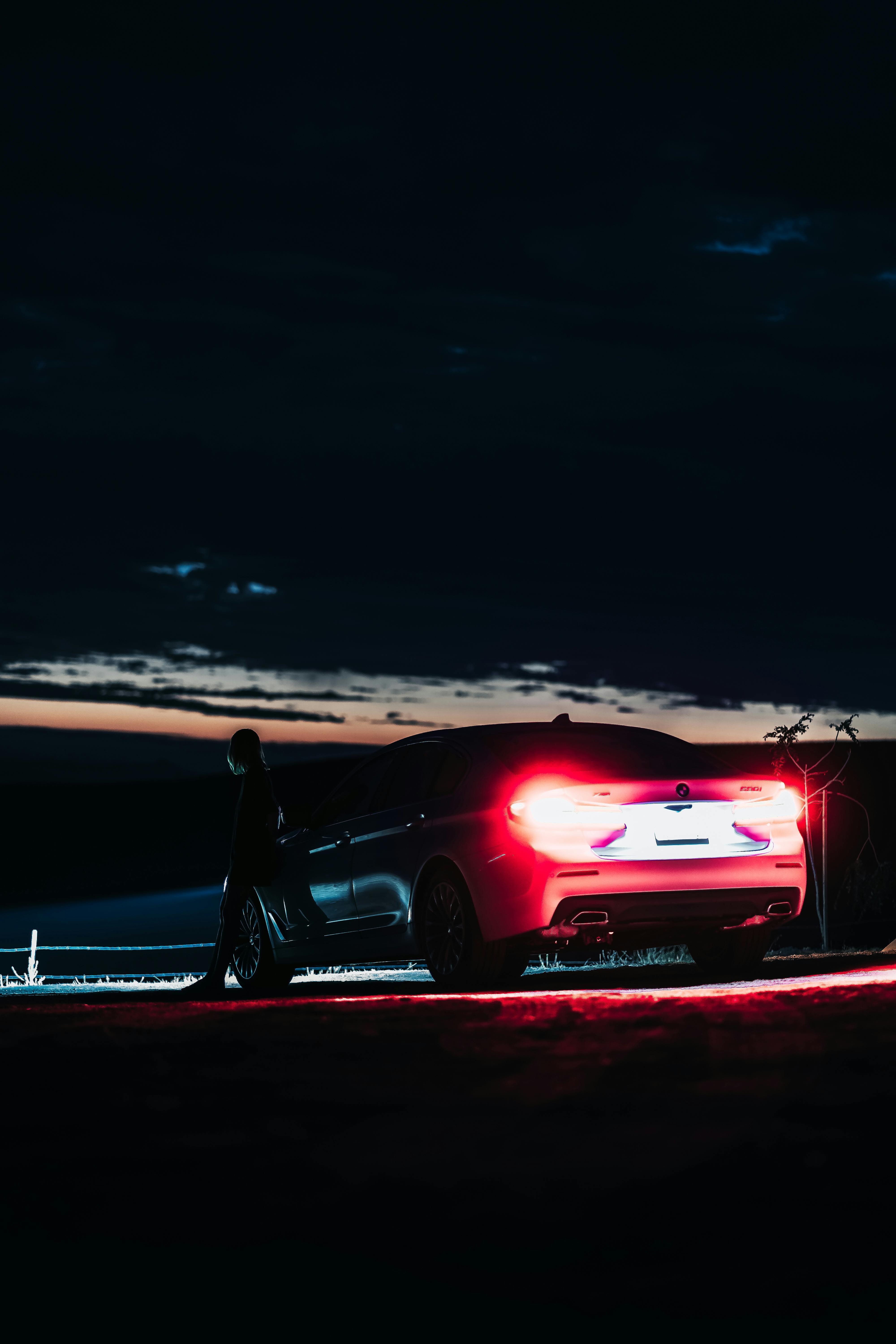 a car on road during night time