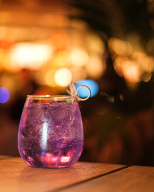 Purple Cocktail on Glass Cup