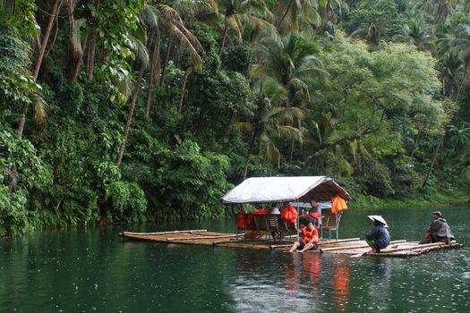 People on a Raft Exploring Padin Lake