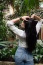 Rear View of Black-haired Woman 