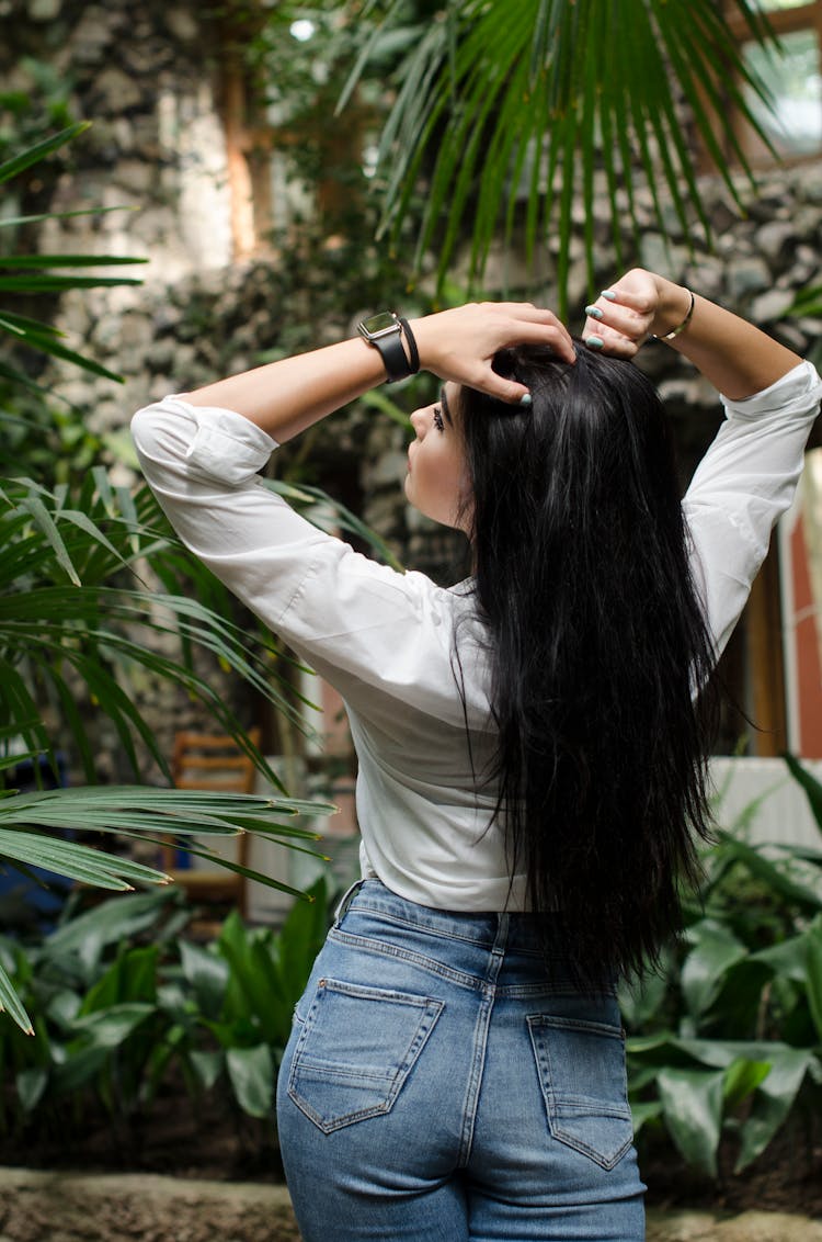 Rear View Of Black-haired Woman 