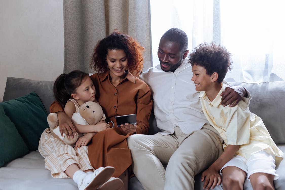 Family Together on Couch